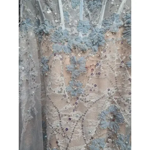XO By Sophia Exclusive Light Sky Ice Blue Corset Long Prom Formal Dress Size 4 - Picture 7 of 16